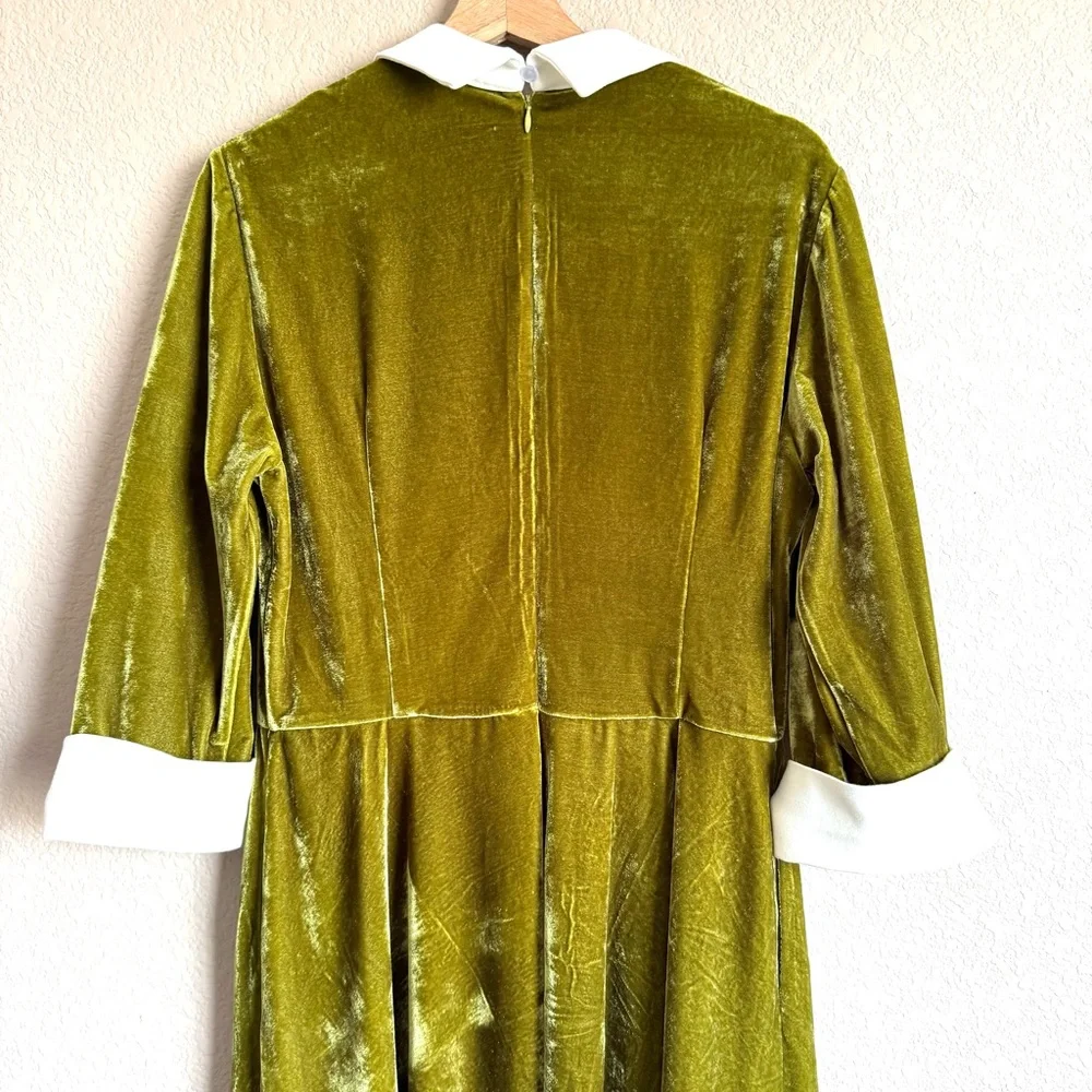 Tailor & Twirl NWT Velvet Dress Green Mod Retro 60s Revival Quirky Sz XL - Picture 5 of 12